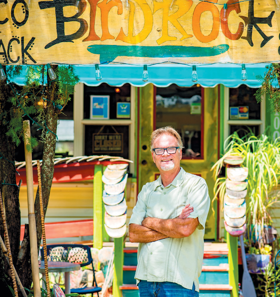 Chef David Shiplett posing outside Birdrock Taco Shack - Photo by Peter Acker Edible Sarasota