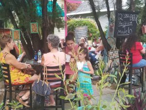 Hip patrons enjoying great food